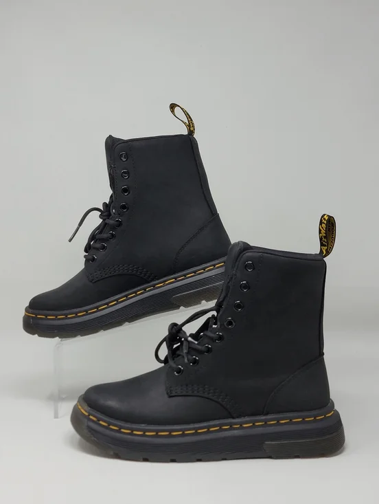 Dr. Martens Crewson Combat Boots Black Nubuck Lace Up Men's Size 4 New - Picture 3 of 10
